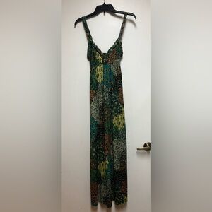 Moa Moa Colorful Paisley Maxi Dress – Vibrant Green, Yellow & Orange – Size 8